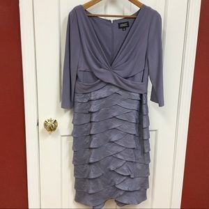ADRIANNA PAPELL Tiered Cocktail Dress Periwinkle